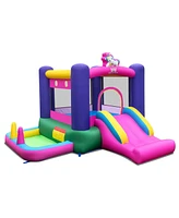 Inflatable Bounce House with Slide, Splash Pool, Basketball Hoop & Ring Toss Ultimate Kids Play Center