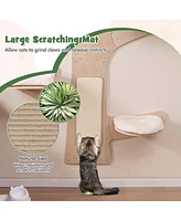 Wall-Mounted Cat Tower with Hammock, Platforms & Scratching Mat Space-Saving Climbing Playset for Cats