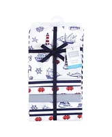 Hudson Baby Cotton Poly Flannel Receiving Blankets Bundle, Lighthouse, One Size