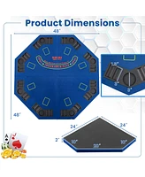 8-Player Foldable Poker Table Top with Carrying Bag and Cup Holders Compact Portable for Home Games