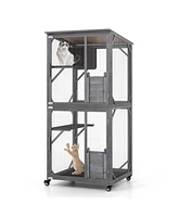 Weatherproof Outdoor Cat House with Asphalt Roof Durable Shelter for Feral & Pet Cats