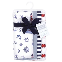 Hudson Baby Boys and Girls Cotton Poly Flannel Burp Cloths 8-Pack, Lighthouse, One Size