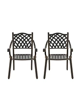 Patio Dining Chairs 2PCS Cast Aluminum Furniture Outdoor Metal Garden Chair for Indoor Bistro Balco