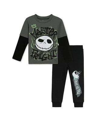 Nightmare Before Christmas Little Boys Disney Mickey Mouse T-Shirt and Fleece Pants