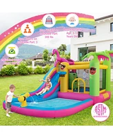 Inflatable Bounce Castle with Long Water Slide and 735W Blower