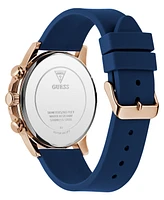 Guess Men's Multifunction Blue Silicone Watch, 44mm