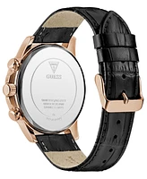 Guess Men's Multifunction Black Genuine Leather Watch