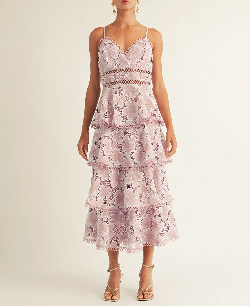 Arose Studio, Inc Women's Eartha Tiered Lace Midi Dress