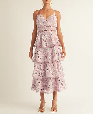 Arose Studio, Inc Women's Eartha Tiered Lace Midi Dress