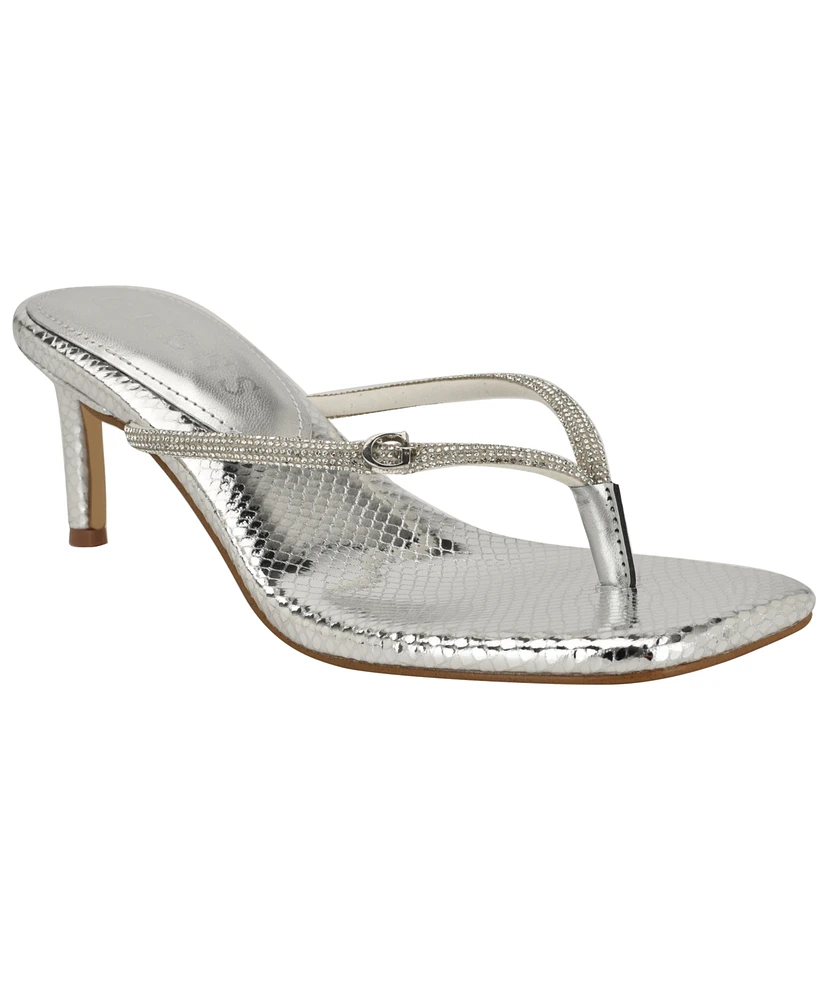 Guess Women's Mayan Rhinestone Thong Kitten Heel Sandals