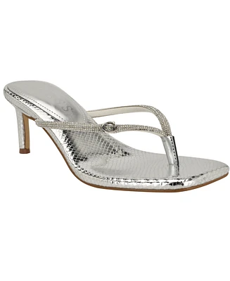 Guess Women's Mayan Rhinestone Thong Kitten Heel Sandals
