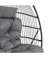 Andrei Double Hanging Egg Chair with Cushion - 2-Person Outdoor Egg Chair - Includes Polyester Cushion - Dark Gray