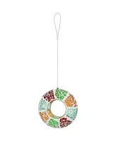 6-Inch Glass Mosaic Hanging Bird Feeder for Outdoors - Fly-Through Wild Bird Feeder - Summer Mosaic