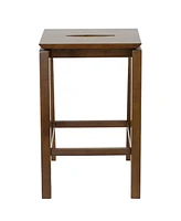 25-Inch Backless Solid Rubberwood Counter-Height Stools - Dark Walnut Finish - Set of 2