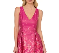 Adrianna Papell Women's Floral Jacquard Fit & Flare Dress