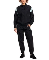 Reebok Women's Woven Crinkle Colorblocked Track Jacket
