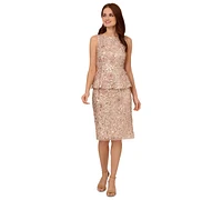 Adrianna Papell Women's Beaded Peplum Sheath Dress