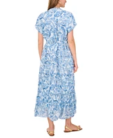 Vince Camuto Women's Printed Split-Neck Maxi Dress