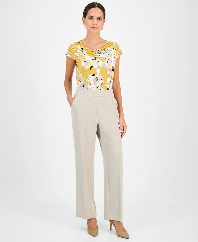 Kasper Women's Pull-On Mid-Rise Crepe Pants, Regular & Petite