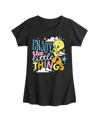 Looney Tunes Big Girls Tweety Bird Enjoy The Little Things Graphic Short Sleeve T-Shirt