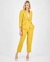 Kasper Women's Linen Blend Notched-Collar 3/4-Sleeve Jacket, Regular & Petite