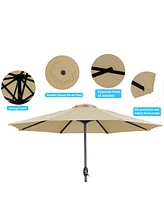 9 ft. Steel Market Outdoor Tilt Patio Umbrella in Blue
