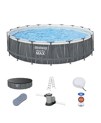 Bestway Steel Pro Max 18' x 48" Round Above Ground Pool Set w/Led Light & Remote