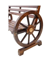 2-Person Wagon Wheel Bench for Outdoor & Patio