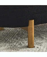 Ottoman Oval Storage Bench,Rubber Wood Leg,Black(46."x17.7"x10.8")