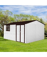 Metal garden sheds 10ftx12ft outdoor storage sheds white+coffee with window