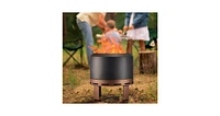 24" Smokeless Fire Pit: Outdoor Bonfire with Stand