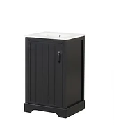 20" Bathroom Vanity with Sink, Bathroom Cabinet with Soft Closing Door, Storage Rack and Adjustable Shelve, Black