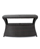 All-in-One Outdoor Side Table: Stylish Serving and Coffee Table with Umbrella Hole