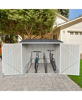 Bicycle Outdoor Steel Storage Shed, Stores 4 Bikes,Grey