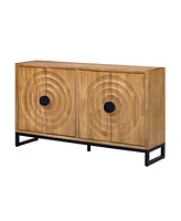 Rubberwood Veneer Sideboard Cabinet with Adjustable Shelves