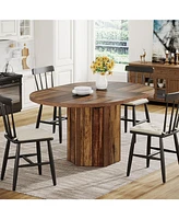 Tribesigns 55.12 Inches Oval Dining Table for 4-6 People, Wood Kitchen Table, Rustic Dinner Room Table, Home Furniture Kitchen Table for Kitchen, Brow