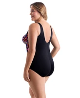 Longitude by Mimi Flamingo Coolangata Shirred Faux Tie Surplice One Piece Swimsuit