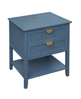 Side Table with 2 Drawers Nightstands Modern Bedside Table End Table with 3 Tiers Storage Space for Living Room Small Coffee Table