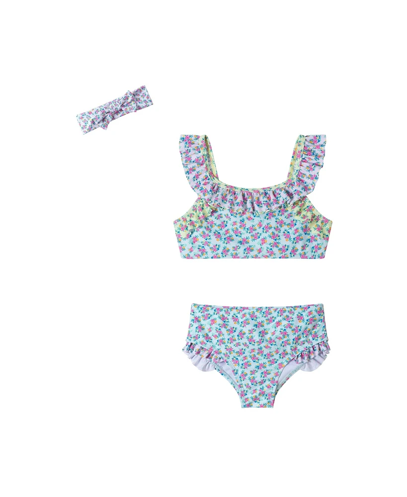 Toddler/Child Girls Floral Print Bikini w/Headband