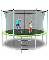 8ft Green Outdoor Toddler Trampoline with Enclosure Net