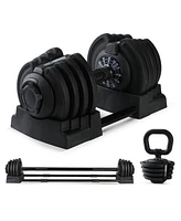 HolaHatha 3-in-1 Multifunctional Home Gym Workout Dumbbell Set Equipment, Black