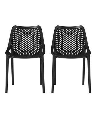 Outdoor Stackable Modern Plastic Dining Chairs (Set of 2)