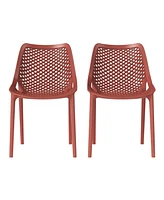 Outdoor Stackable Modern Plastic Dining Chairs (Set of 2)