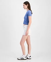 Tinseltown Juniors' Lace-Trimmed Mom Shorts
