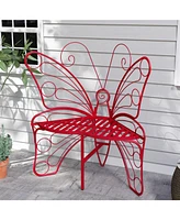 Modern Cast Metal Butterfly Bench: Outdoor Seating for Gardens, Yards, and Patios
