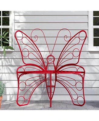 Modern Cast Metal Butterfly Bench: Outdoor Seating for Gardens, Yards, and Patios