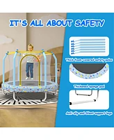 55-inch Trampoline for Kids Indoor & Outdoor Small Toddler Trampoline with Basketball Hoop