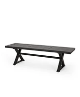 Outdoor Dining Bench, Antique Matte Black