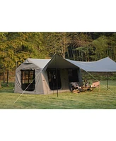 Inflatable Camping Tent: 9.8 x13ft with Canopy, Hand Pump, Easy Setup, Waterproof