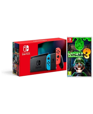 Nintendo Switch 32GB Console - Neon Joy-Con - New Version with Luigis Mansion 3